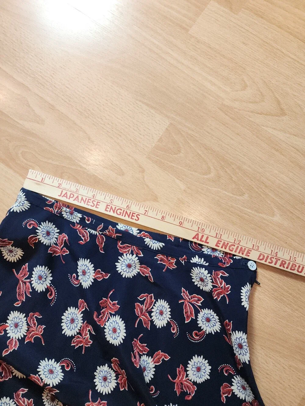 Karen Kane Maxi Skirt Blue Red White Floral Rayon Made In USA Size 6 XS/S